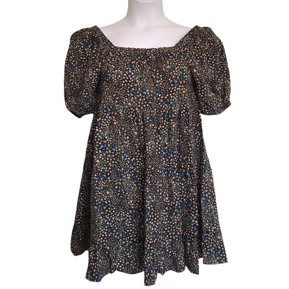 Wild Fable Ruffled Floral Babydoll Mini Dress Black - Picture 2 of 10